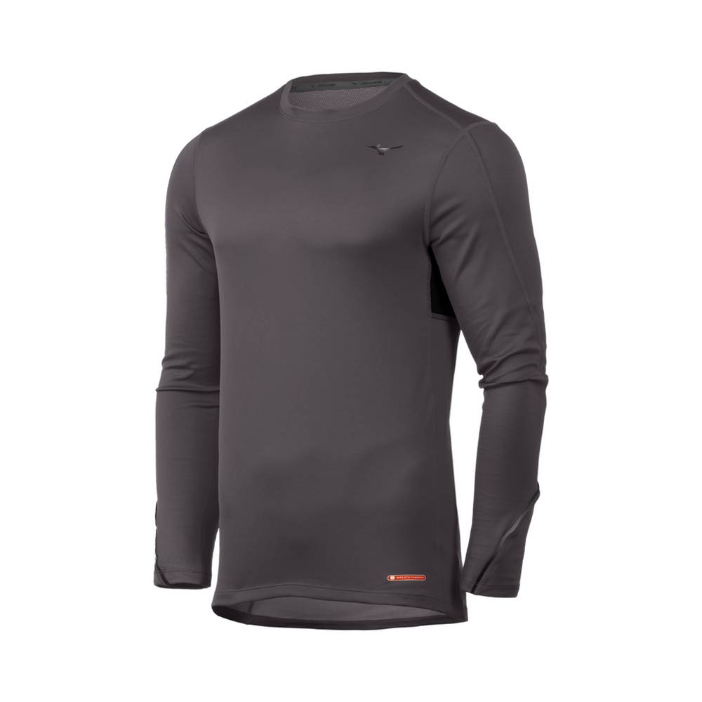 Mizuno Breath Thermo® Long Sleeve - Erkek Base Layer - Koyu Gri Türkiye (JUPMHE-915)